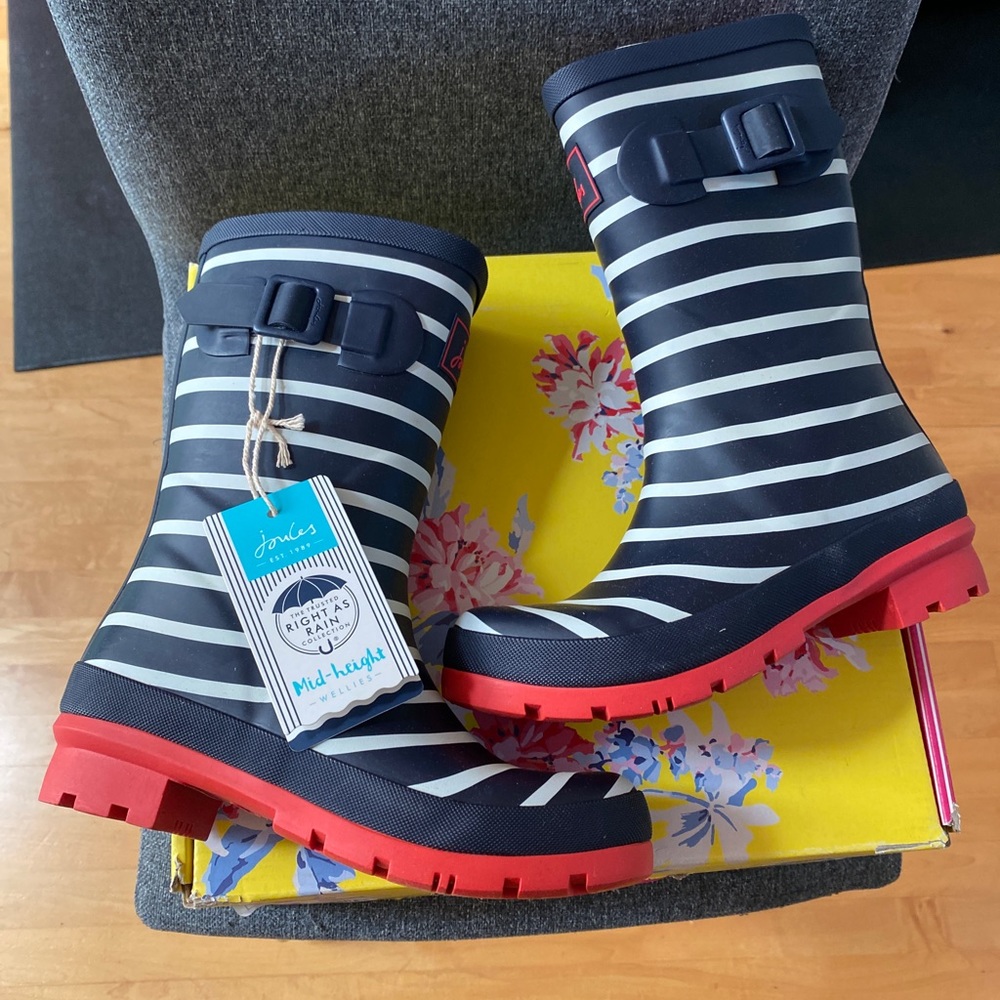 JOULES Striped Waterproof Welly Rainboots